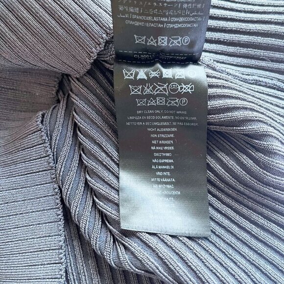 NWOT MARCIANO MUTED BLUE RIBBED STRETCH KNIT LONG SLEEVE BODYCON MIDI DRESS - L - Picture 13 of 13